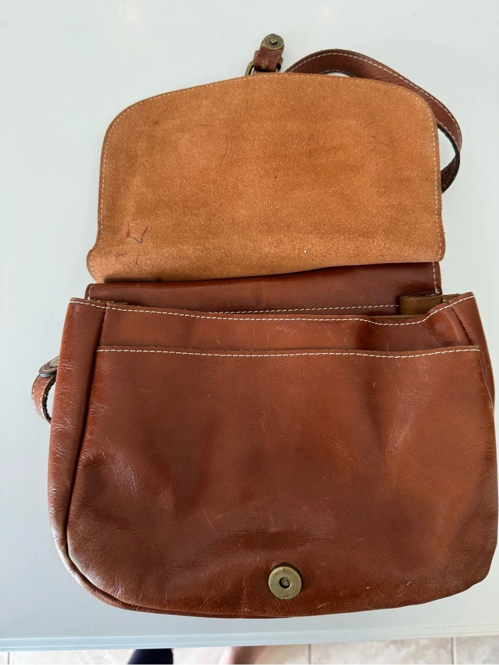 Patricia Nash Cognac Leather Crossbody Saddle Bag - Picture 3 of 12